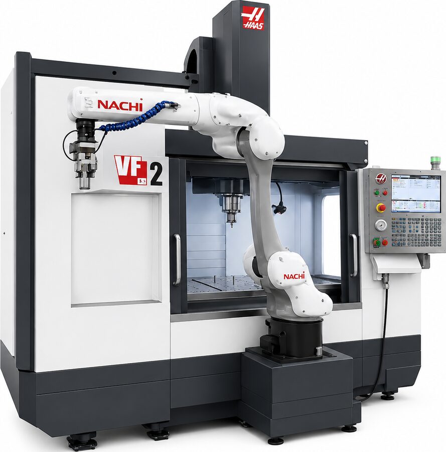 HAAS VF-2 mit Roboter, automatisiertes Fräszentrum